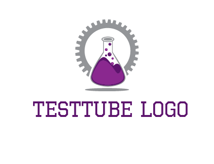 chemical flask and gear engineering logo