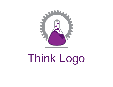 chemical flask and gear engineering logo