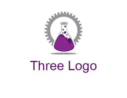 chemical flask and gear engineering logo