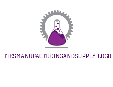 chemical flask and gear engineering logo