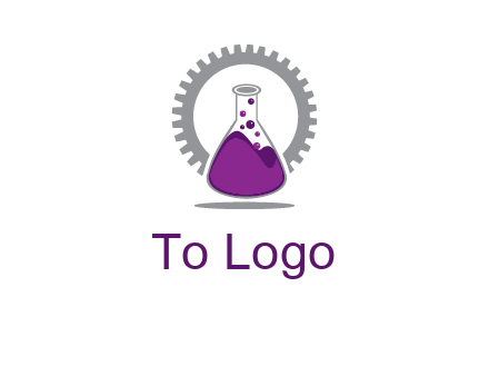 chemical flask and gear engineering logo