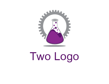 chemical flask and gear engineering logo