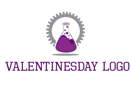 chemical flask and gear engineering logo
