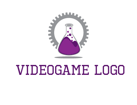 chemical flask and gear engineering logo