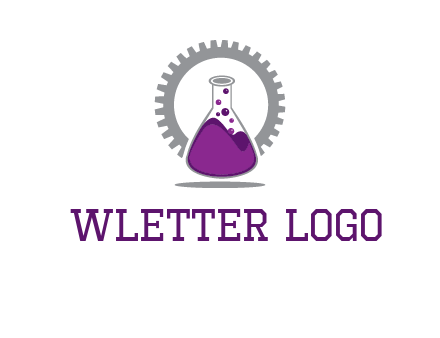 chemical flask and gear engineering logo