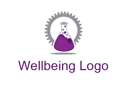 chemical flask and gear engineering logo