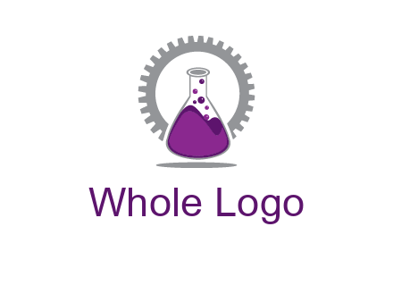 chemical flask and gear engineering logo