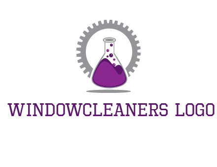 chemical flask and gear engineering logo