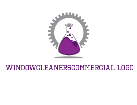 chemical flask and gear engineering logo