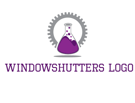 chemical flask and gear engineering logo
