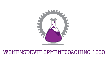 chemical flask and gear engineering logo