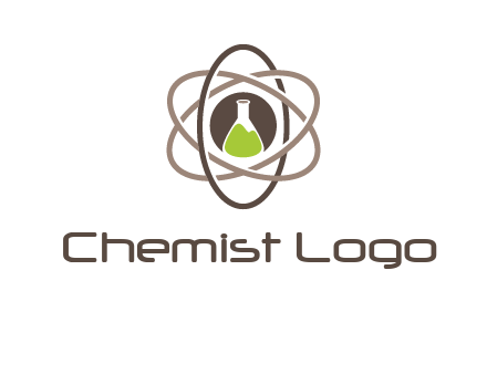 chemical flask and electron field research logo