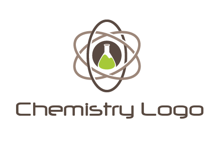 chemical flask and electron field research logo