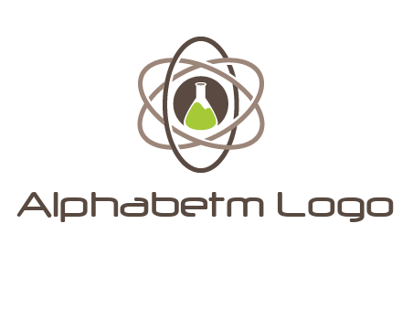 chemical flask and electron field research logo