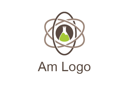 chemical flask and electron field research logo