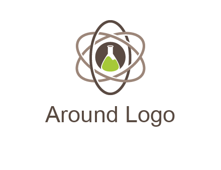 chemical flask and electron field research logo