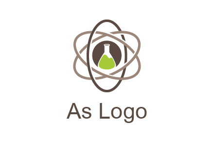 chemical flask and electron field research logo
