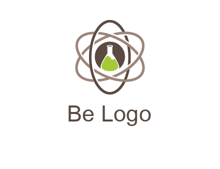 chemical flask and electron field research logo