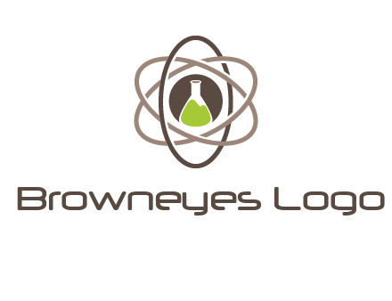chemical flask and electron field research logo