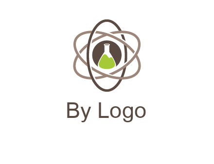 chemical flask and electron field research logo