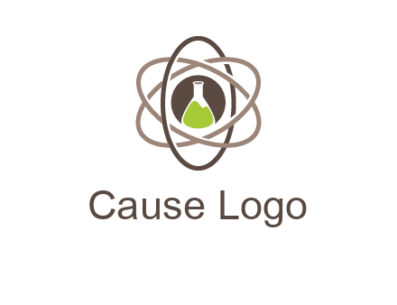 chemical flask and electron field research logo