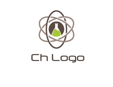 chemical flask and electron field research logo