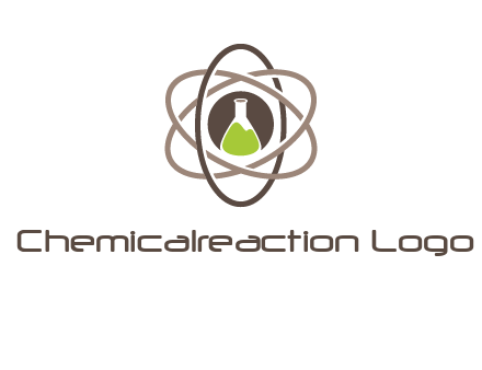 chemical flask and electron field research logo