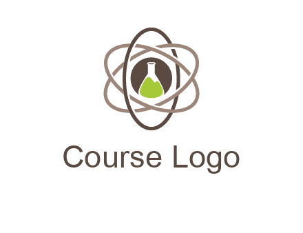 chemical flask and electron field research logo