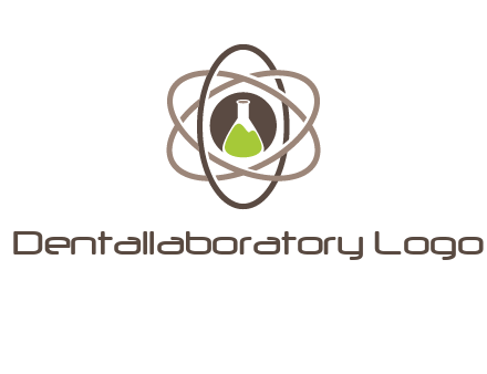 chemical flask and electron field research logo