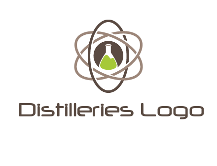 chemical flask and electron field research logo