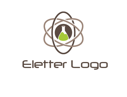 chemical flask and electron field research logo