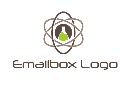 chemical flask and electron field research logo