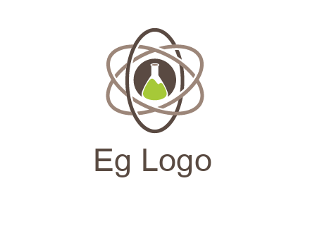 chemical flask and electron field research logo