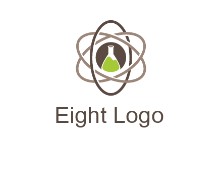 chemical flask and electron field research logo
