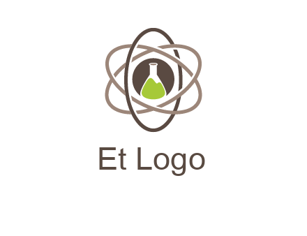 chemical flask and electron field research logo