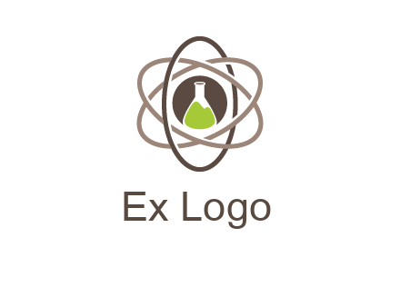 chemical flask and electron field research logo