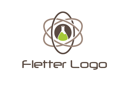 chemical flask and electron field research logo