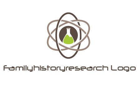 chemical flask and electron field research logo