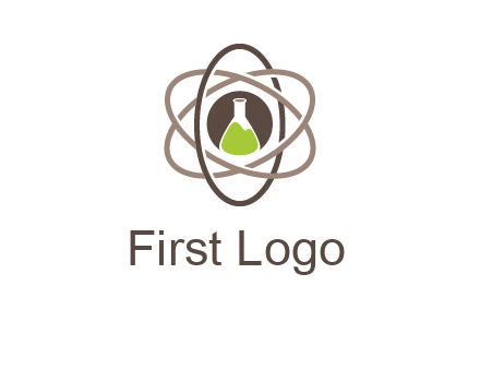 chemical flask and electron field research logo