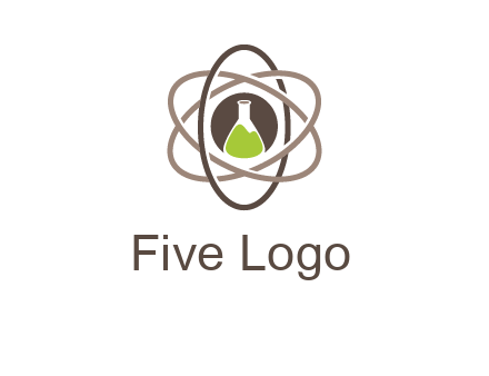 chemical flask and electron field research logo