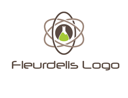 chemical flask and electron field research logo