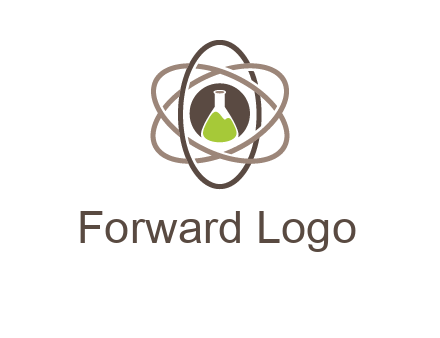 chemical flask and electron field research logo