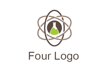 chemical flask and electron field research logo
