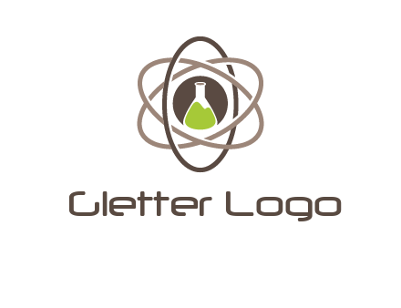 chemical flask and electron field research logo