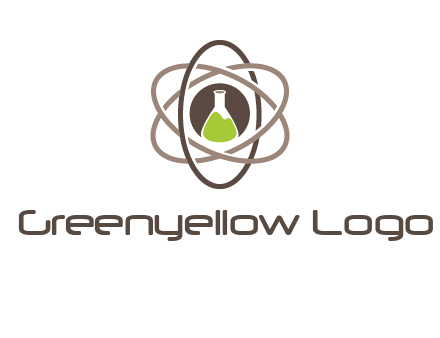 chemical flask and electron field research logo