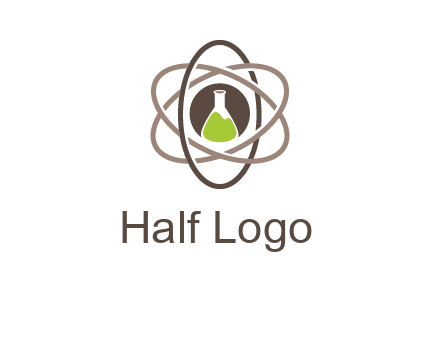 chemical flask and electron field research logo