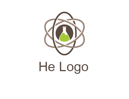 chemical flask and electron field research logo