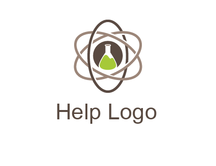 chemical flask and electron field research logo