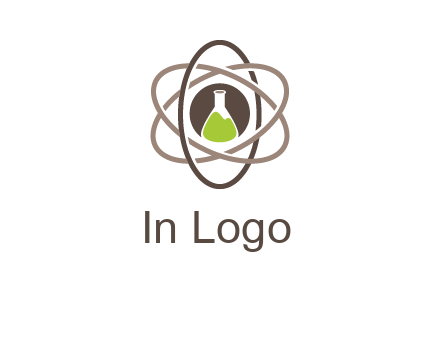 chemical flask and electron field research logo