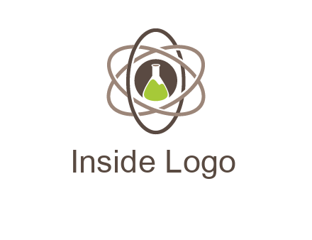 chemical flask and electron field research logo